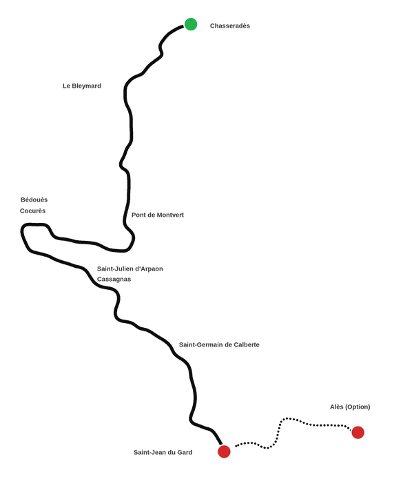 Conclusion du Chemin de Stevenson de Chasseradès à saint-Jean du gard ou Alès